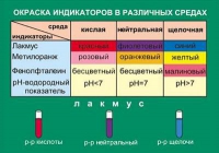 Таблица Окраска индикаторов в различных средах (винил) - «globural.ru» - Томск