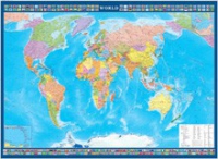Настенная политическая карта мира с флагами на английском языке - «globural.ru» - Томск