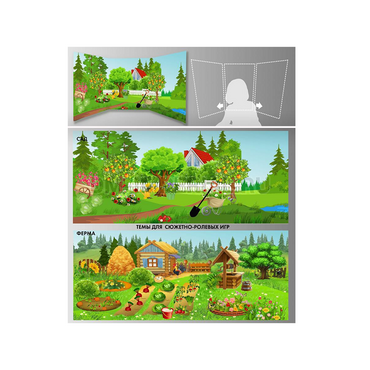 Стенд для сюжетно-ролевых игр 2-х сторонний (ферма, сад) - «globural.ru» - Томск
